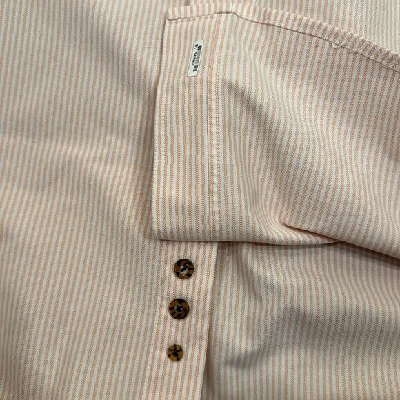 Grand Isle 100% Cotton Orange White Stripe Men Short Sleeve Button Down Shirt 2X - Picture 11 of 12